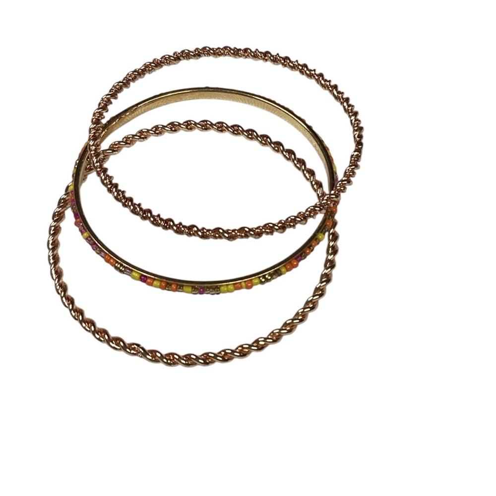 Chic Twisted Copper and Multicolor Bangle Set